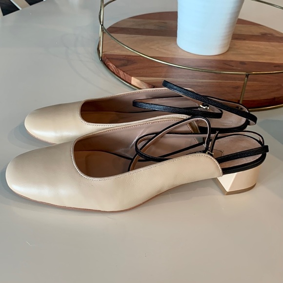 Zac Posen Voss beige and black shoes with wrap around strap on ankles-size 9 - Picture 6 of 12